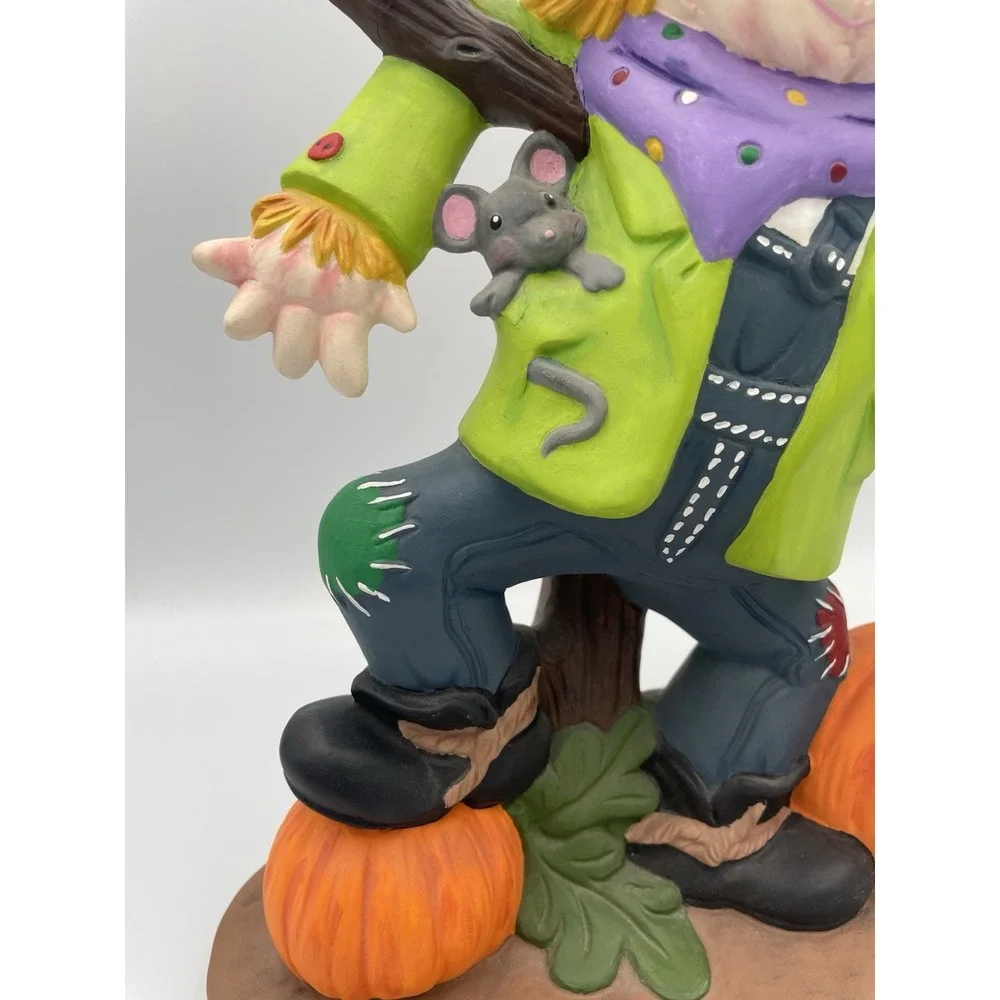 Hand Painted Ceramic Scarecrow Pumpkin Jack-O-Lantern Halloween Fall Decor 11.5